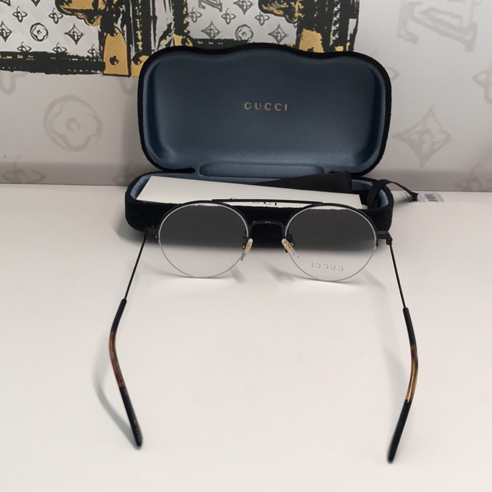 Authentic Gucci GG0682O 001 Eyeglasses – Black Semi-Rimless Round Frame - Picture 5 of 12